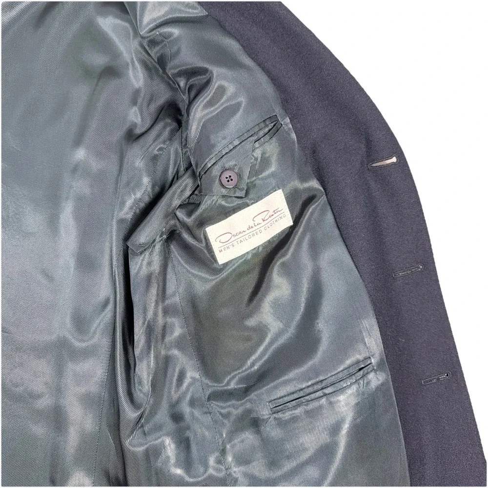 Oscar De La Renta Mens Wool Cashmere Blazer Sports Coat Jacket Dark Blue 42R